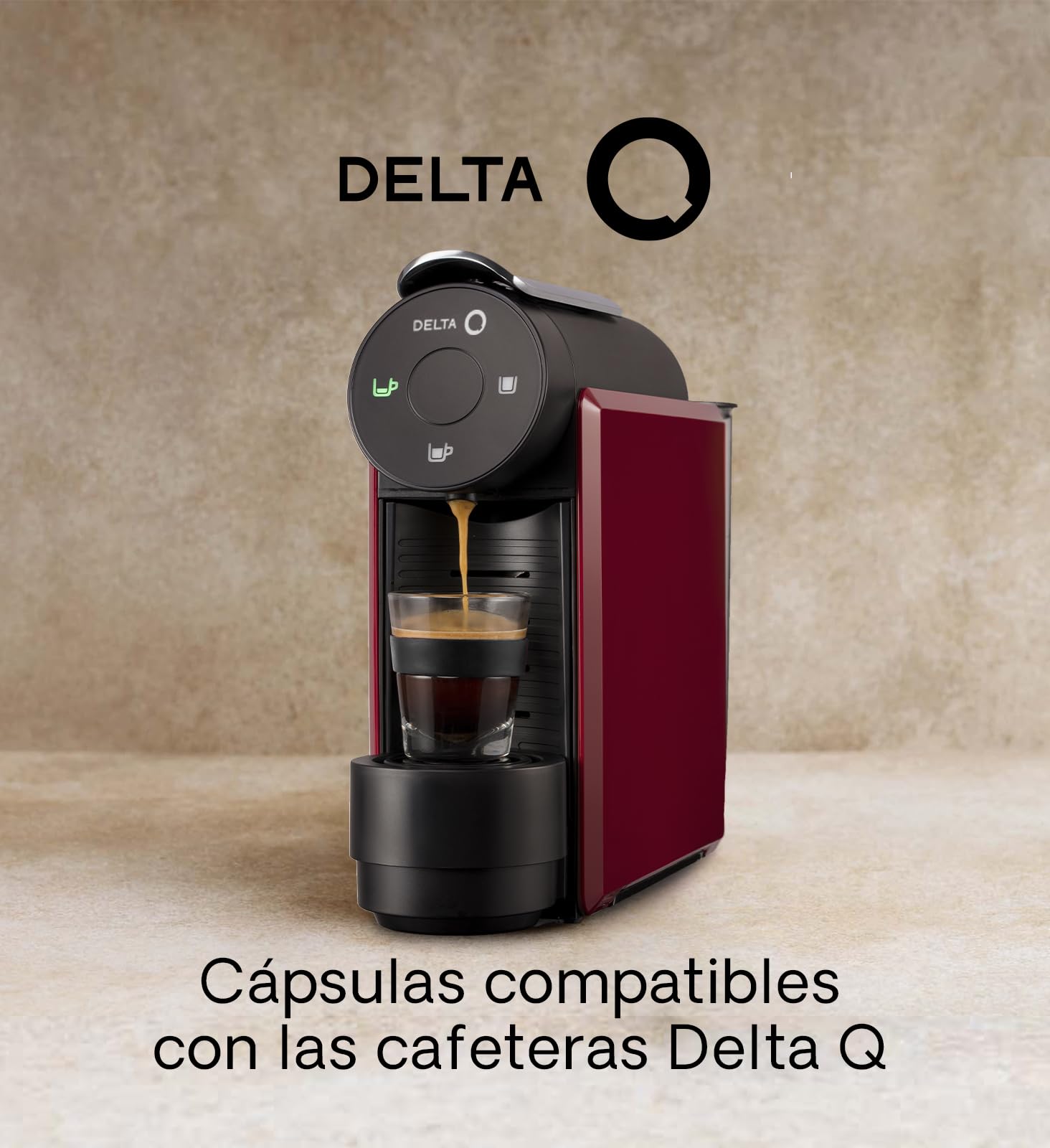 Delta Q | Cafetera Cápsulas MiniQool Rojo 19 Bares 0,6 L | Incluye 80 Cápsulas Intensidad 10 + 10 Descafeinado