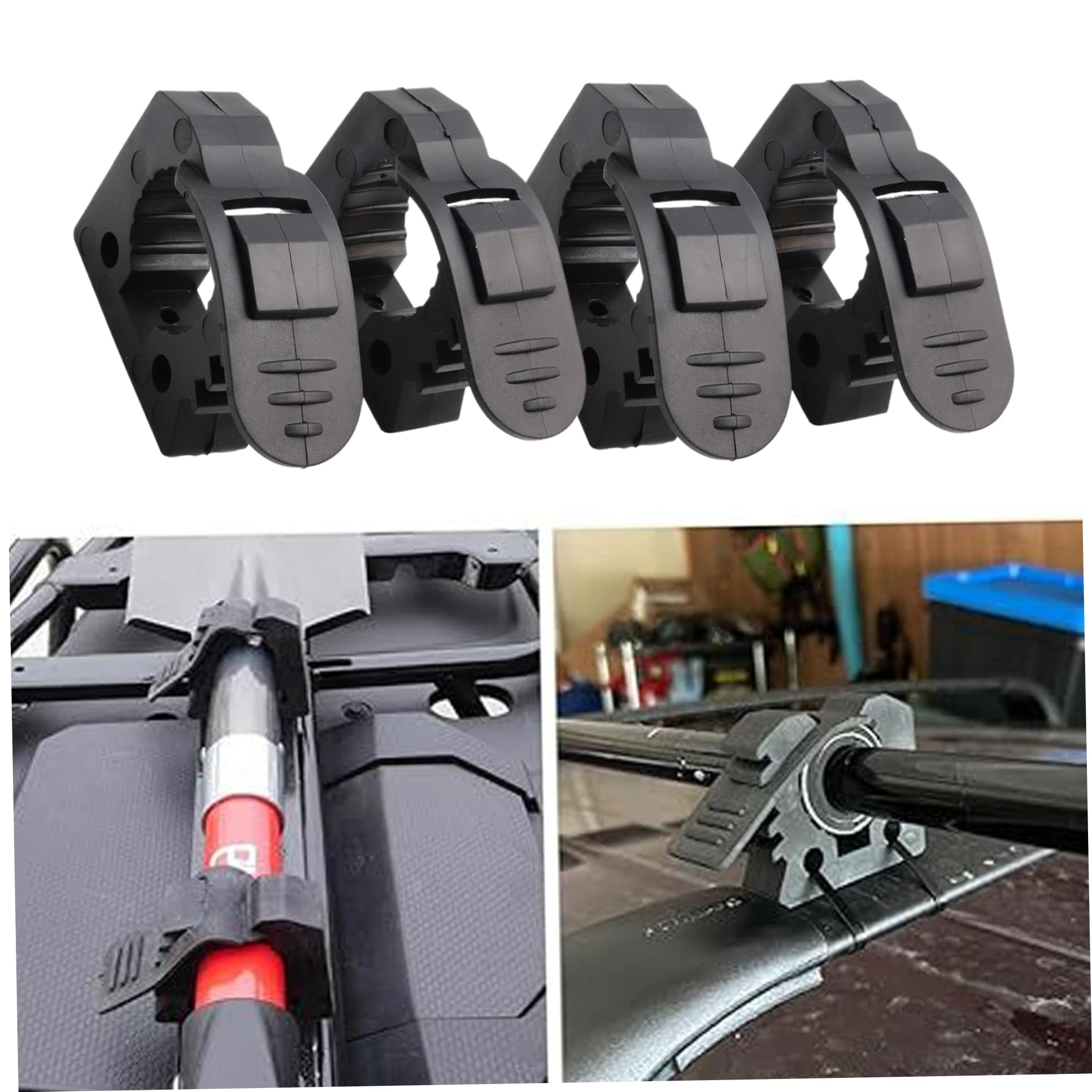 Montaje de abrazadera de liberación rápida, agarre de abrazadera de goma, 4 piezas sin deslizamiento universal Strong Load TUV ATV Van Camiones de agarre de agarre para el hacha de pala-1.18-1.57 pul