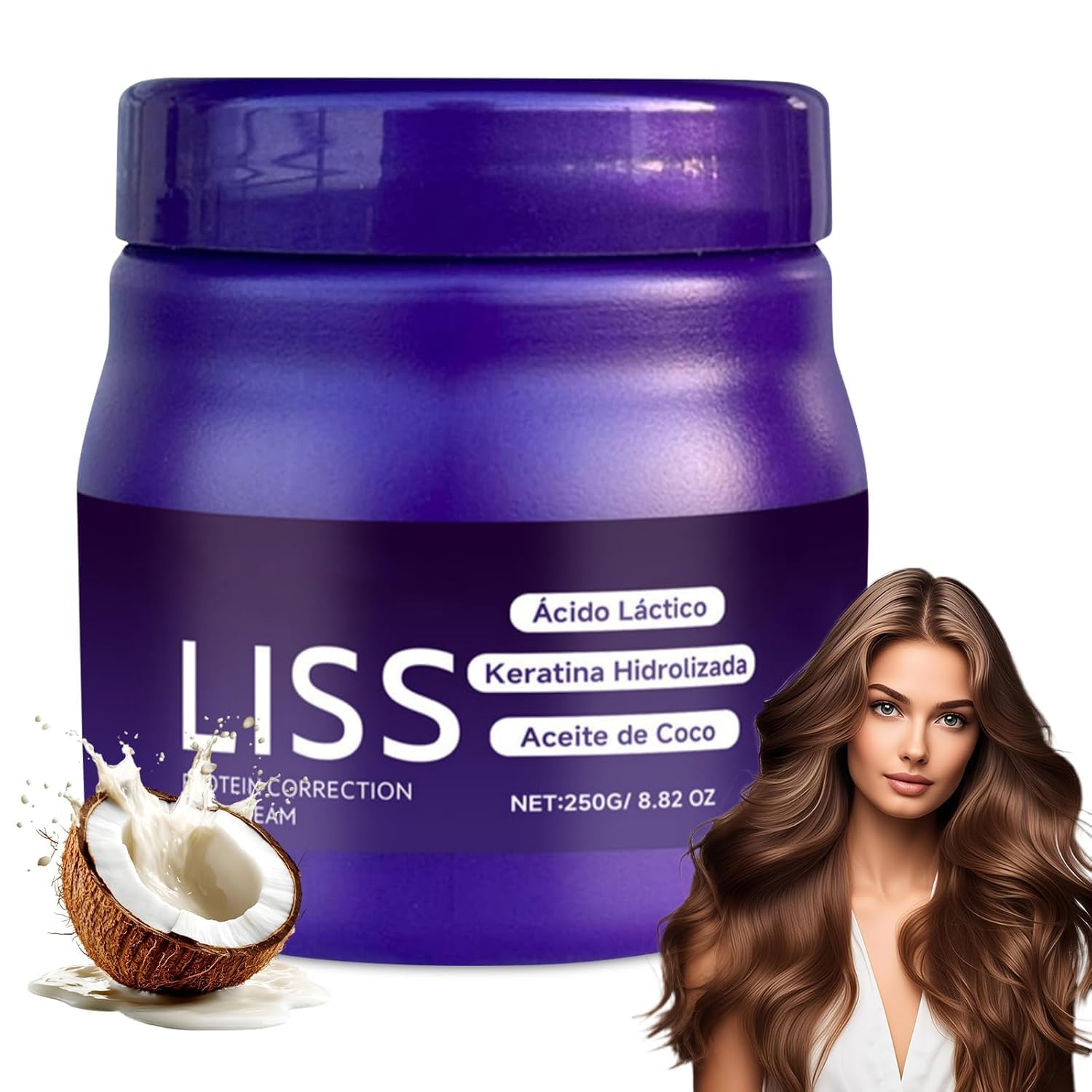 Liss Alisado,Crema Alisadora,Alisado para Cabello Sin Formol,Restores Hair Natural Silkiness,Silk & Shine,At-Home Treatment for Smooth,Straight Hair-1PCS