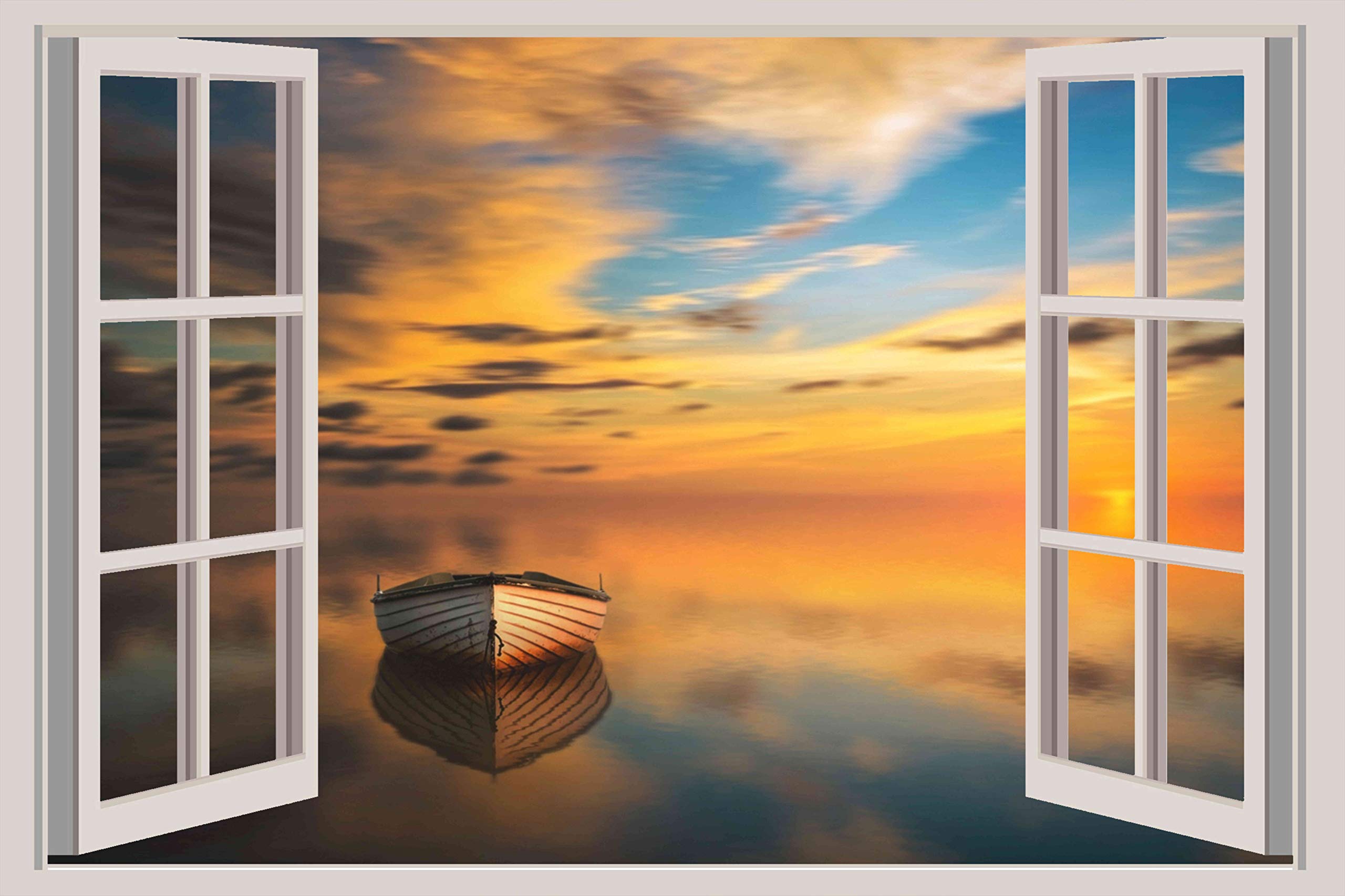 Beibehang BXZ1936 Sunrise Dawn Solar Sky Panoramic Nature Landscape HD 3D Window Wall Sticker (91cm x 60cm)