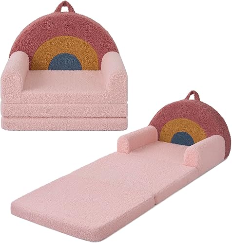 Blissful Diary Sofá plegable para niños pequeños, cómoda silla y tumbona 2 en 1 para leer, sala de juegos, sofá para niños y niñas, regalo de