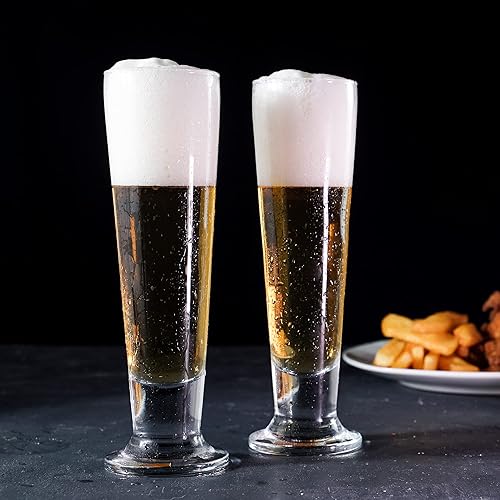 Miniatura 7 de Juego de vasos de cerveza, vaso Pilsner de pies altos, juego de bebida de cerveza de pinta, vasos de cervecería sin plomo, vaso de degustación de