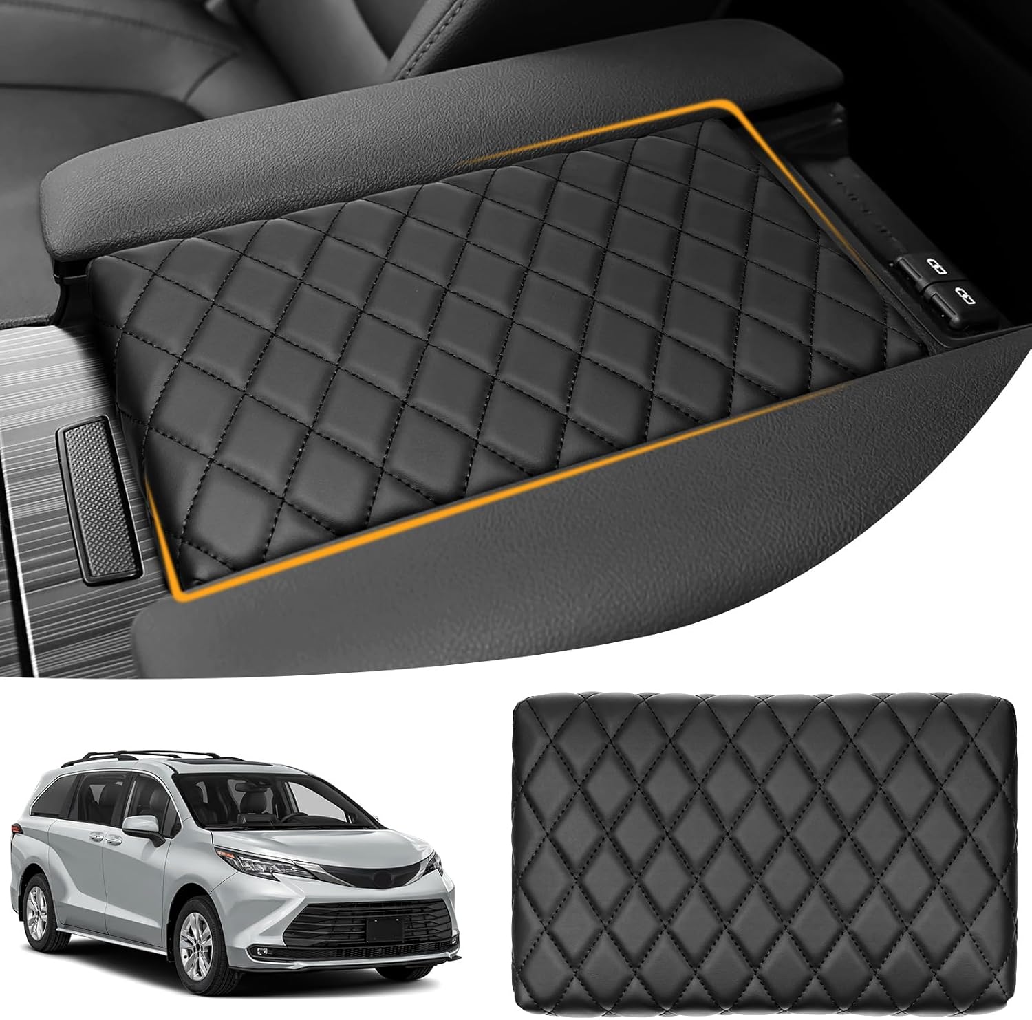 Car Center Console Cover Compatible with Toyota Sienna 2021-2025 2026 Accessories,Microfiber Leather Car Armrest Box Pad,Console Armrest Box Lid Protector,Custom Interior Accessories