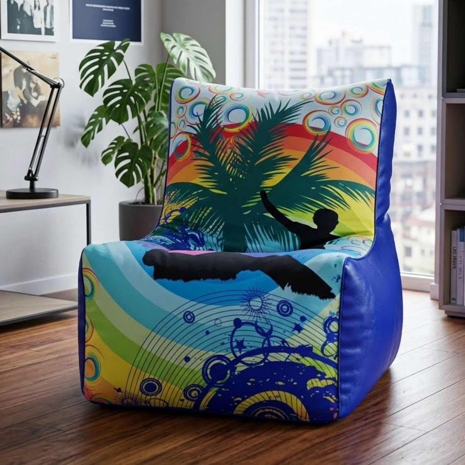 Bean Bag Chair Cover | Size: 0XL | Color: Rainbow Blue | Without Beans | Premium Leatherette Cover (CMF 1288)-picture-10