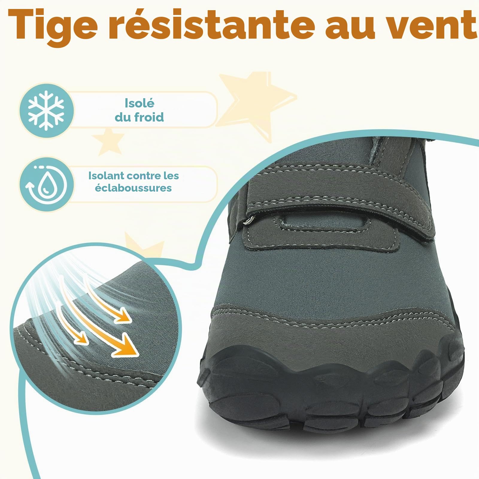 Mishansha Enfants Barefoot Chaussures de Hiver Garçons Bottes de Neige Filles Bottines Chaudes Trekking Antidérapant Gr.25-36 EU