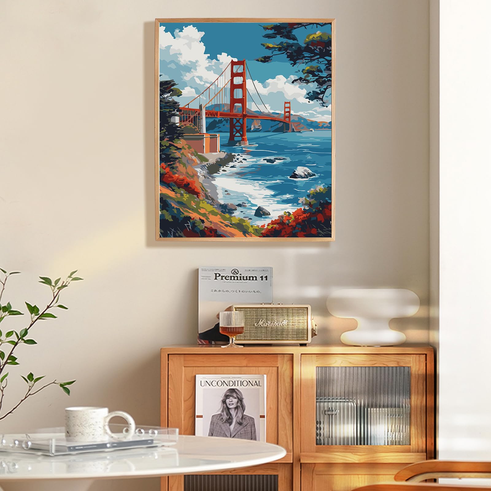 Peinture à l'huile du pont du Golden Gate : paysage marin d'empâtements de San Francisco (20 x 10 po.) - Canada