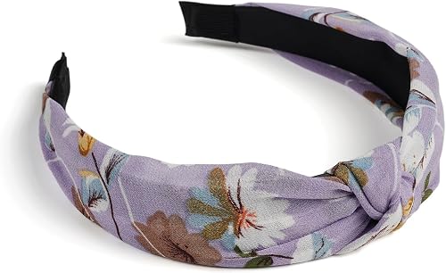 JEBELE Diadema bohemia para mujer, diadema ancha con nudo cruzado, banda de pelo