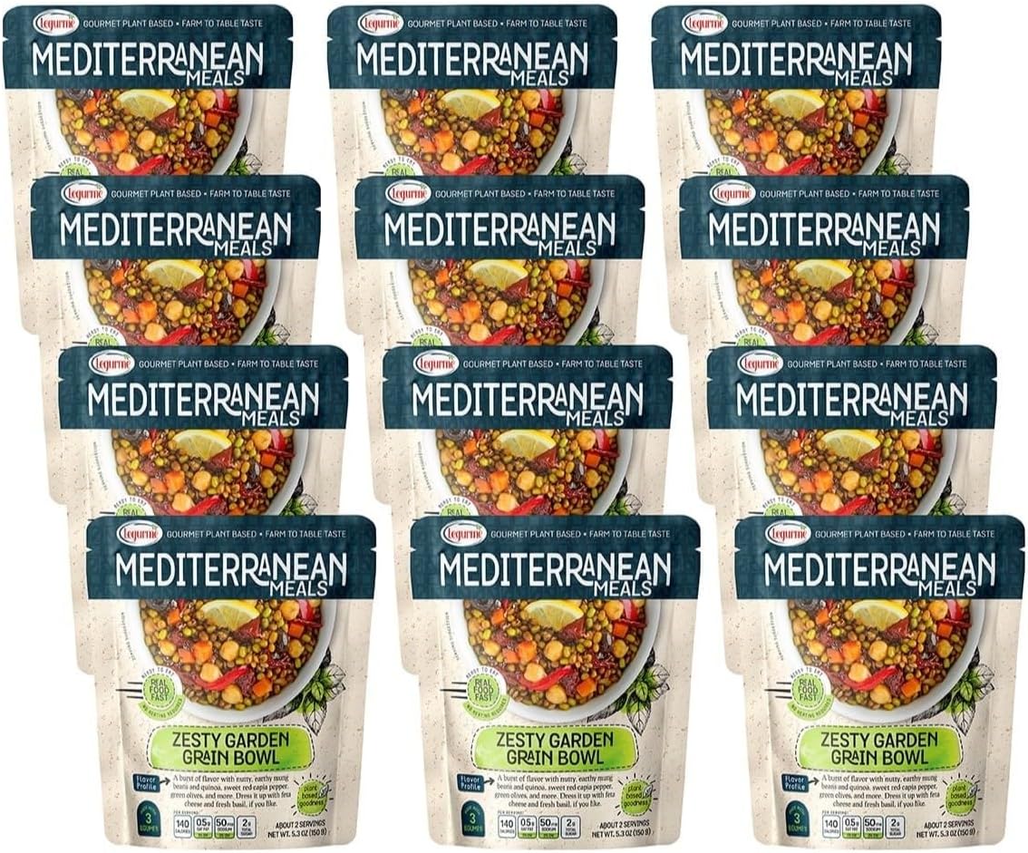 Mediterranean, Ready to Eat Zesty Garden Grain Bowl, Gluten Free, Plant Based, Vegan, No Preservatives, No Colorants, No Artificial Flavors, 150 Gr (Pack of 12)