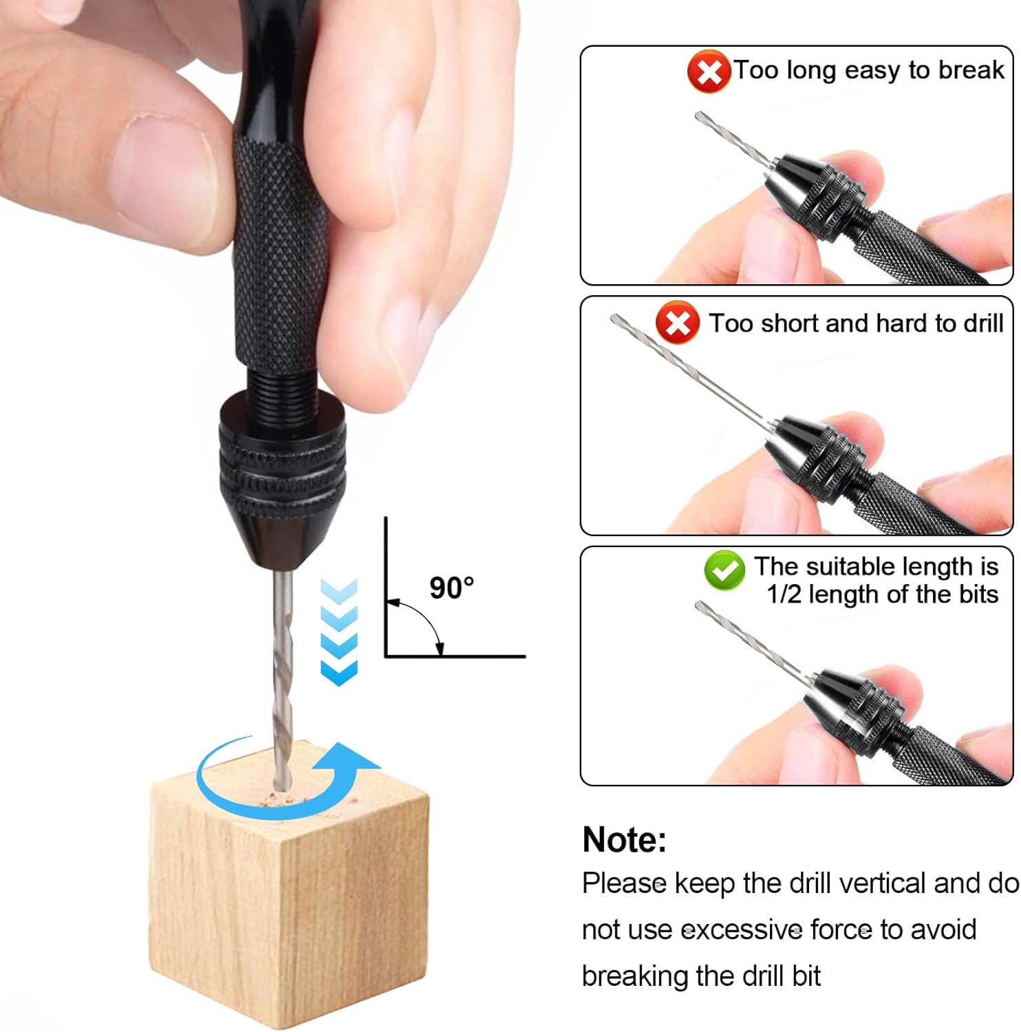 Pin Vise Hand Drill Rotary Tool 0.3-3.4mm Mini Trapano a Mano per Modellismo