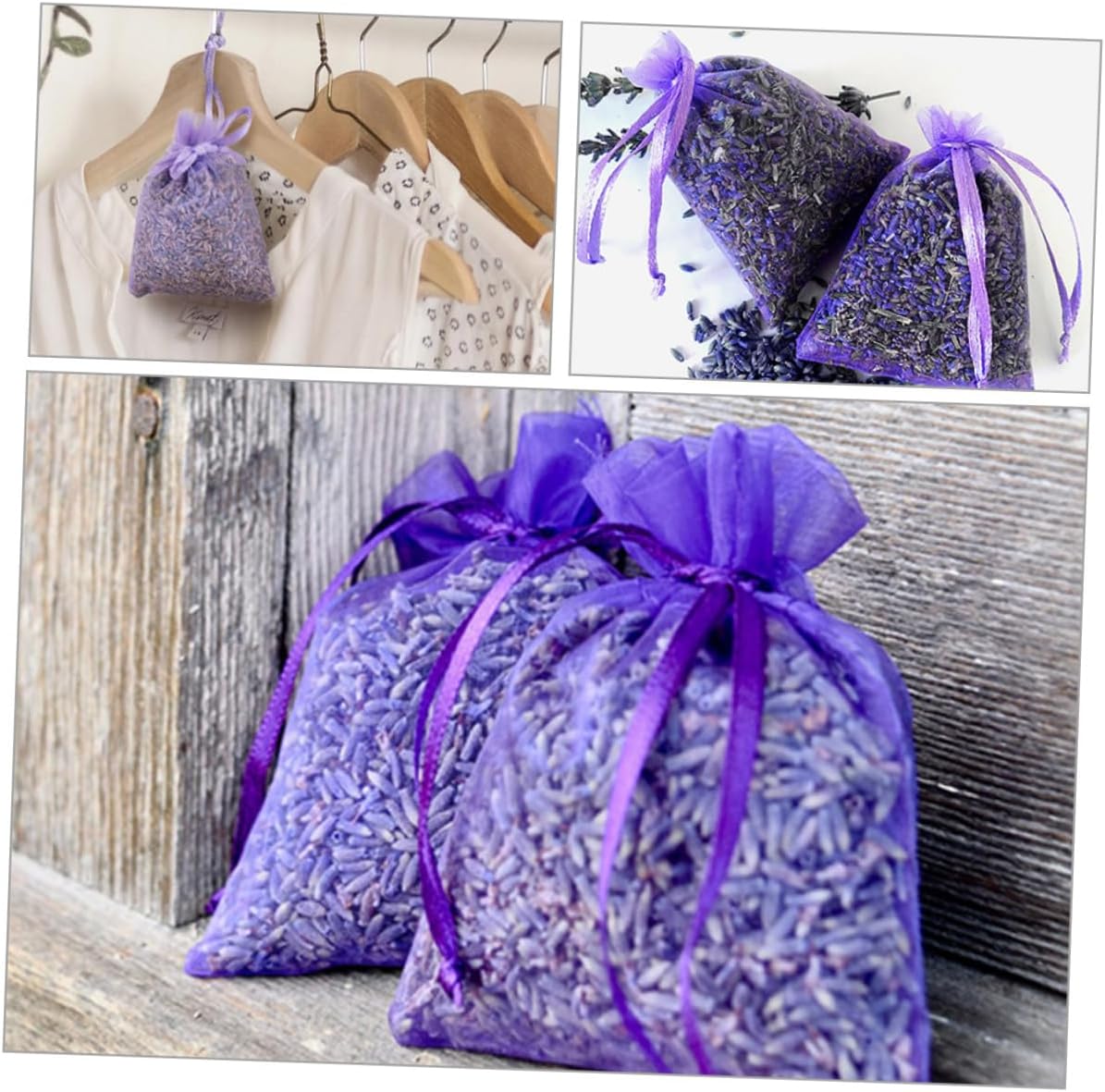 Cabilock 10pcs Lavender Sachet Bags for Closets Dried Lavender Fragrance Fresheners Decorative Organza Soft Bags for Home Car Odor Elimination