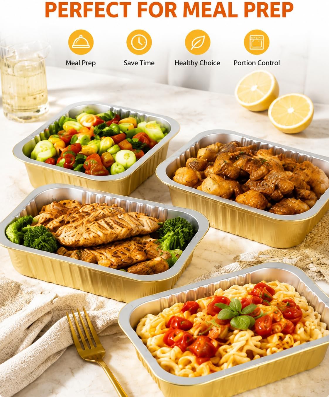 40 Pack Gold Aluminum Foil Pans with Lids, 18oz Mini Food Containers image 4