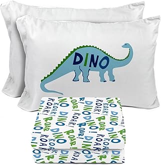 Sunny Side Up Dino Roar Full Sheet Set - 4 Piece Kids Bedding Set Includes Pillow Cover - Super Soft Dinosaur Microfiber Sheets