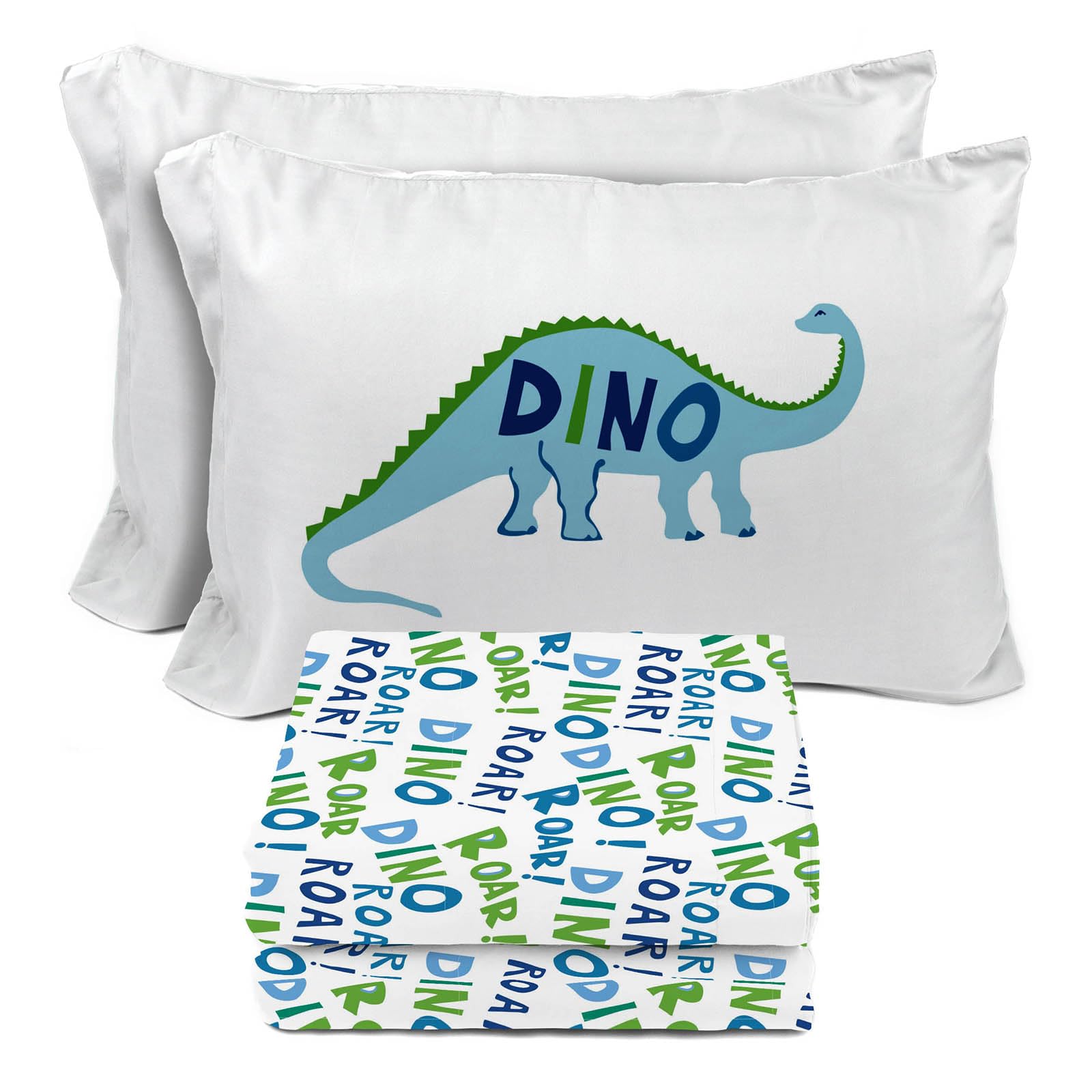 Sunny Side Up Dino Roar Full Sheet Set - 4 Piece Kids Bedding Set Includes Pillow Cover - Super Soft Dinosaur Microfiber Sheets