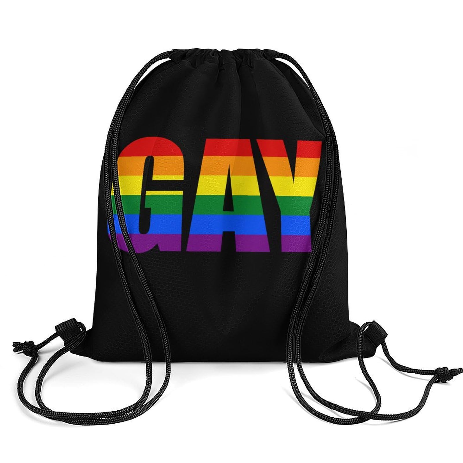 Gay Proud Rainbow LGBT Drawstring Backpack Durable Sport Gym Bags Daypack for Men Women 35 * 42cm