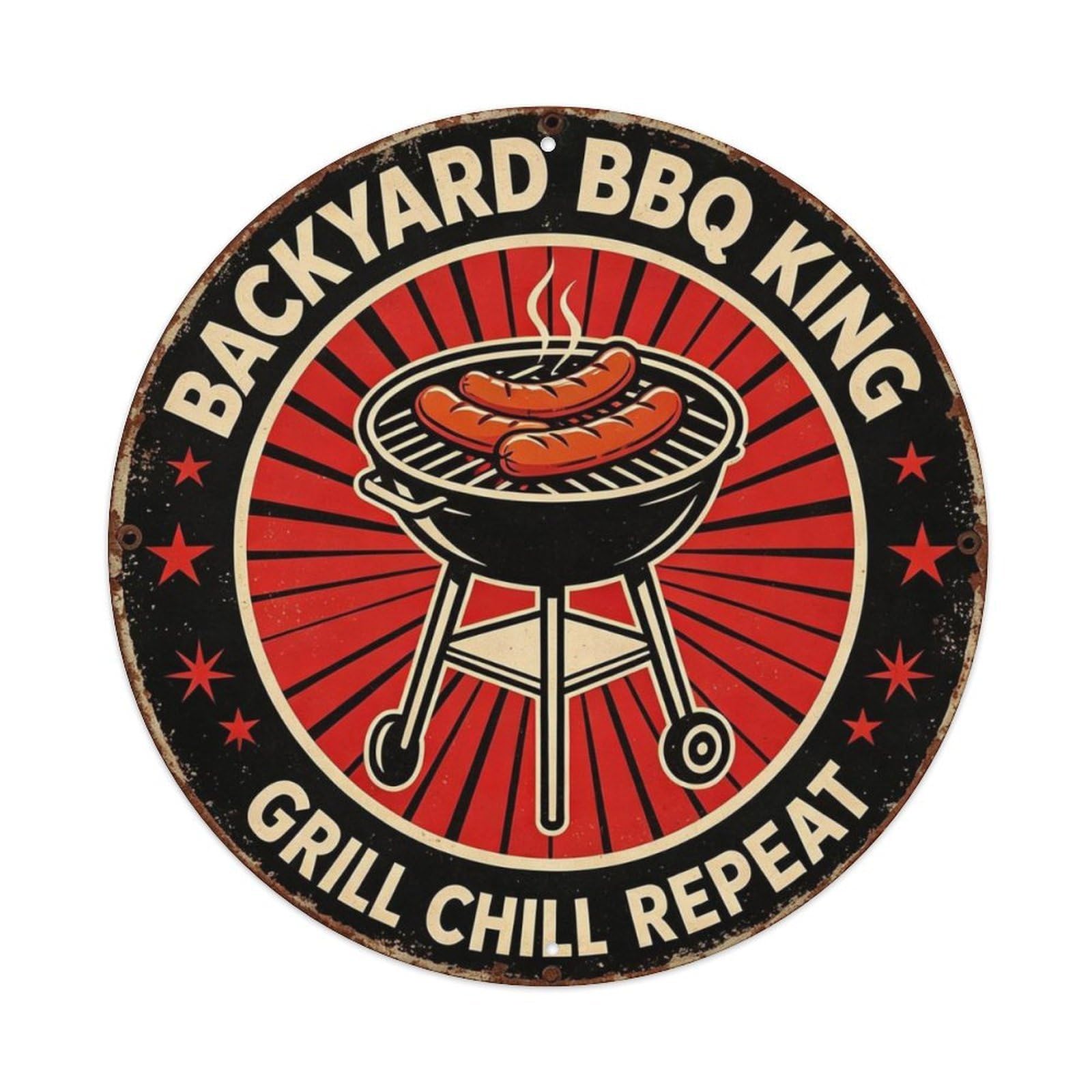 Backyard Bbq King Metal Tin Sign Plaque