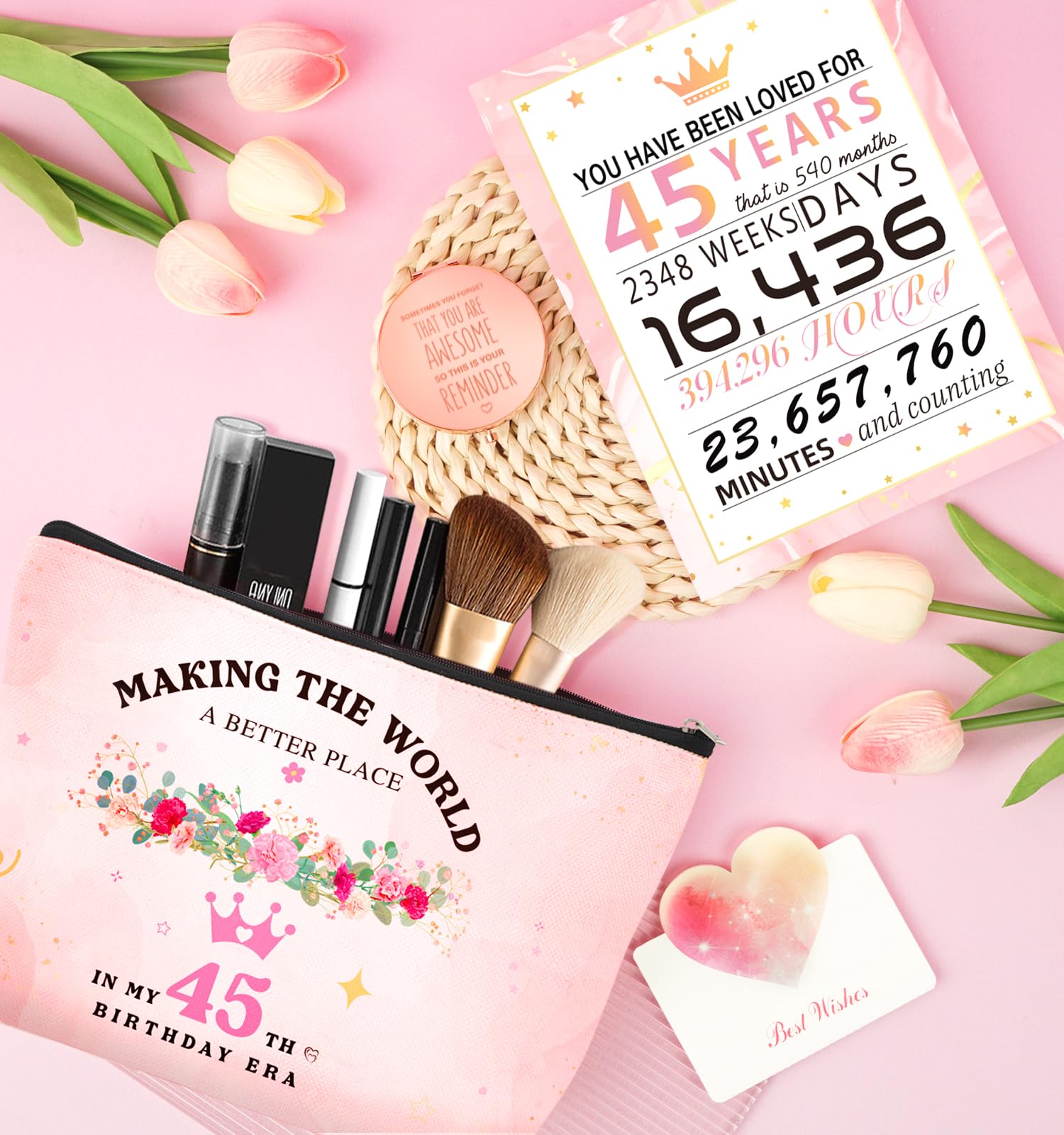 Regalo per il 45° compleanno per le donne, regalo di buon 45° compleanno per sua mamma, sorella, moglie, migliore amica che gira 45, regalo unico per compleanno della donna di 45 anni, divertenti