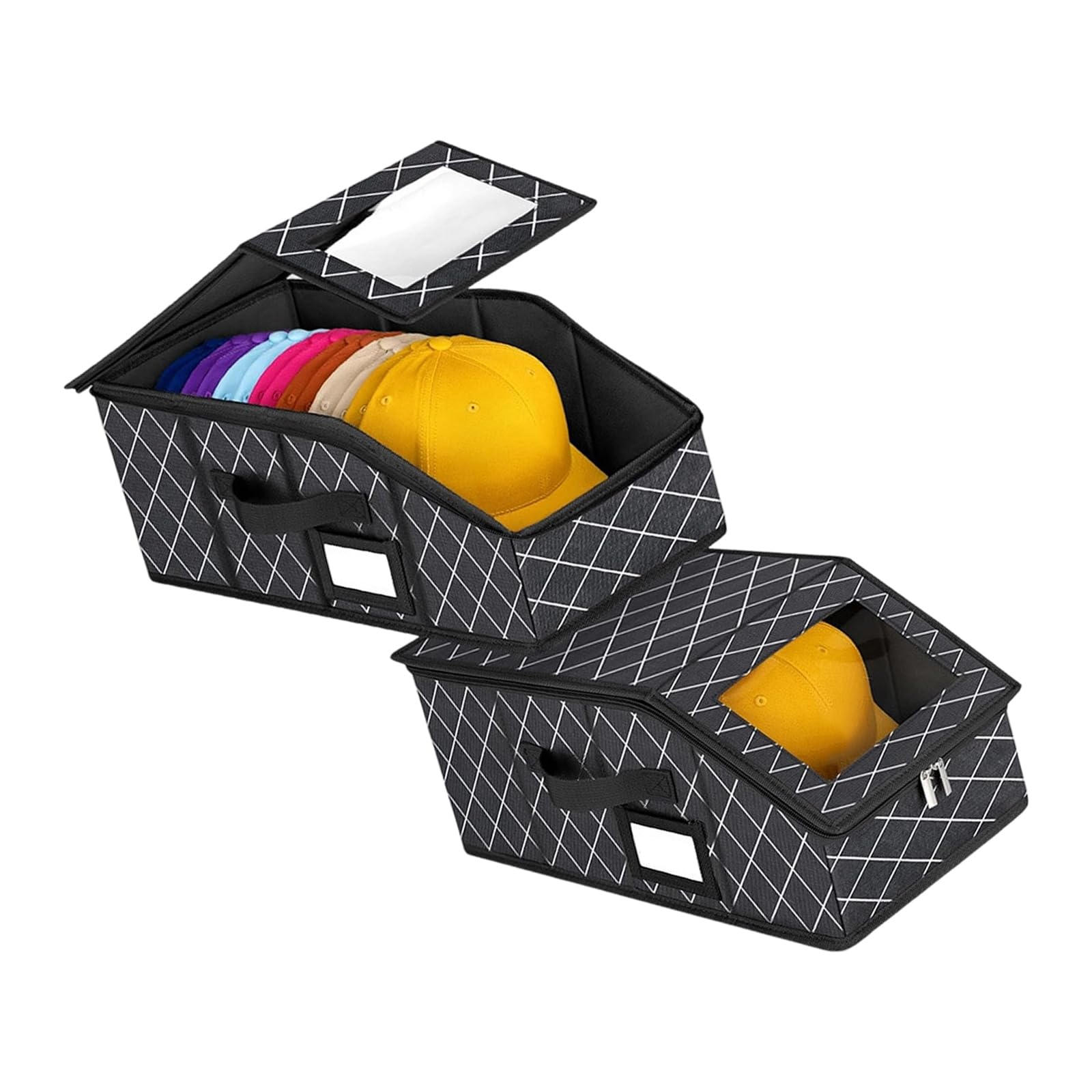 Kalttoy Of 2 Spacious Baseball Cap Storage Solution Featuring Stackable Designs for Neat Collection Display Stackable Container