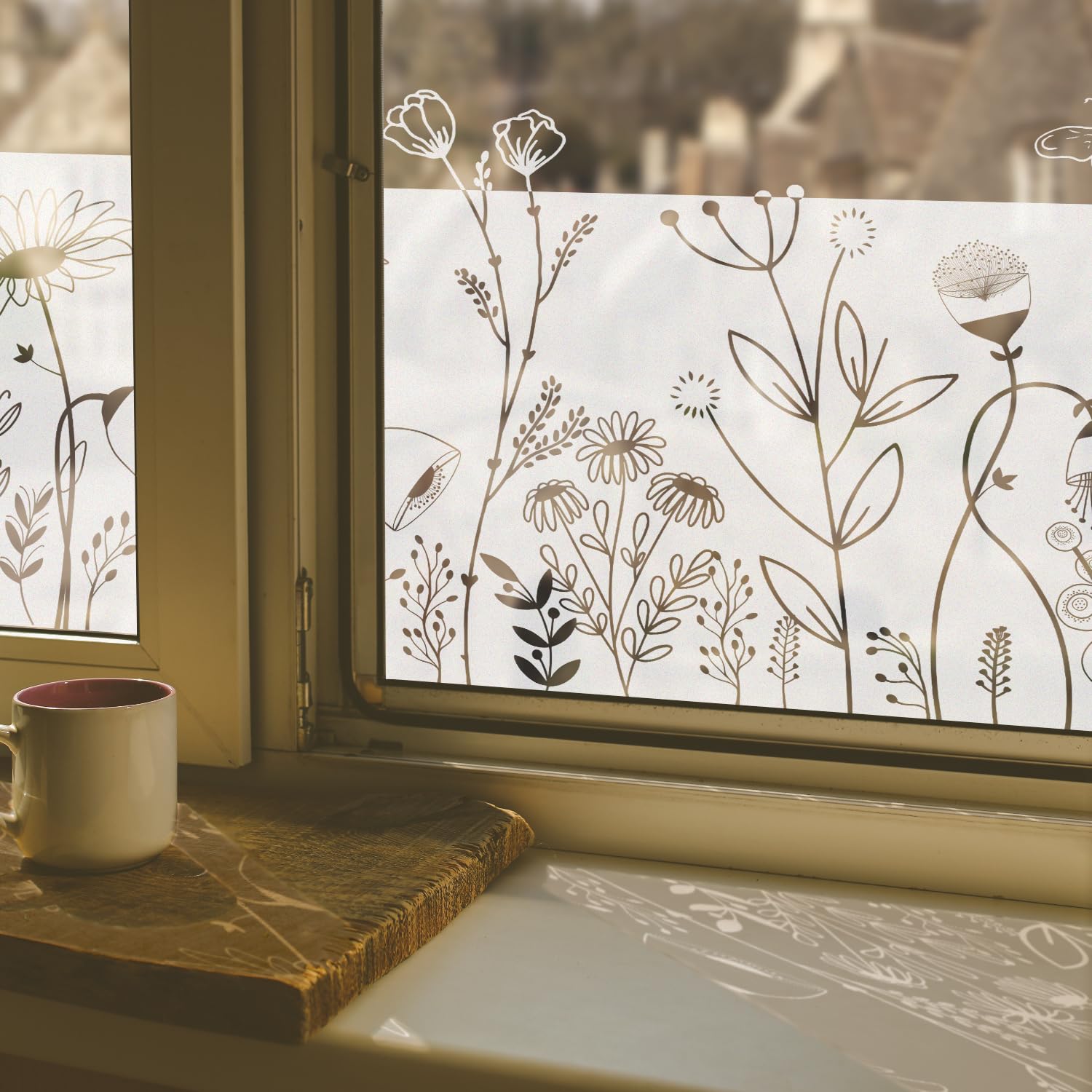 Chicskin Window Film Privacy for Glass Windows Pure White Vintage Frosted Window Film