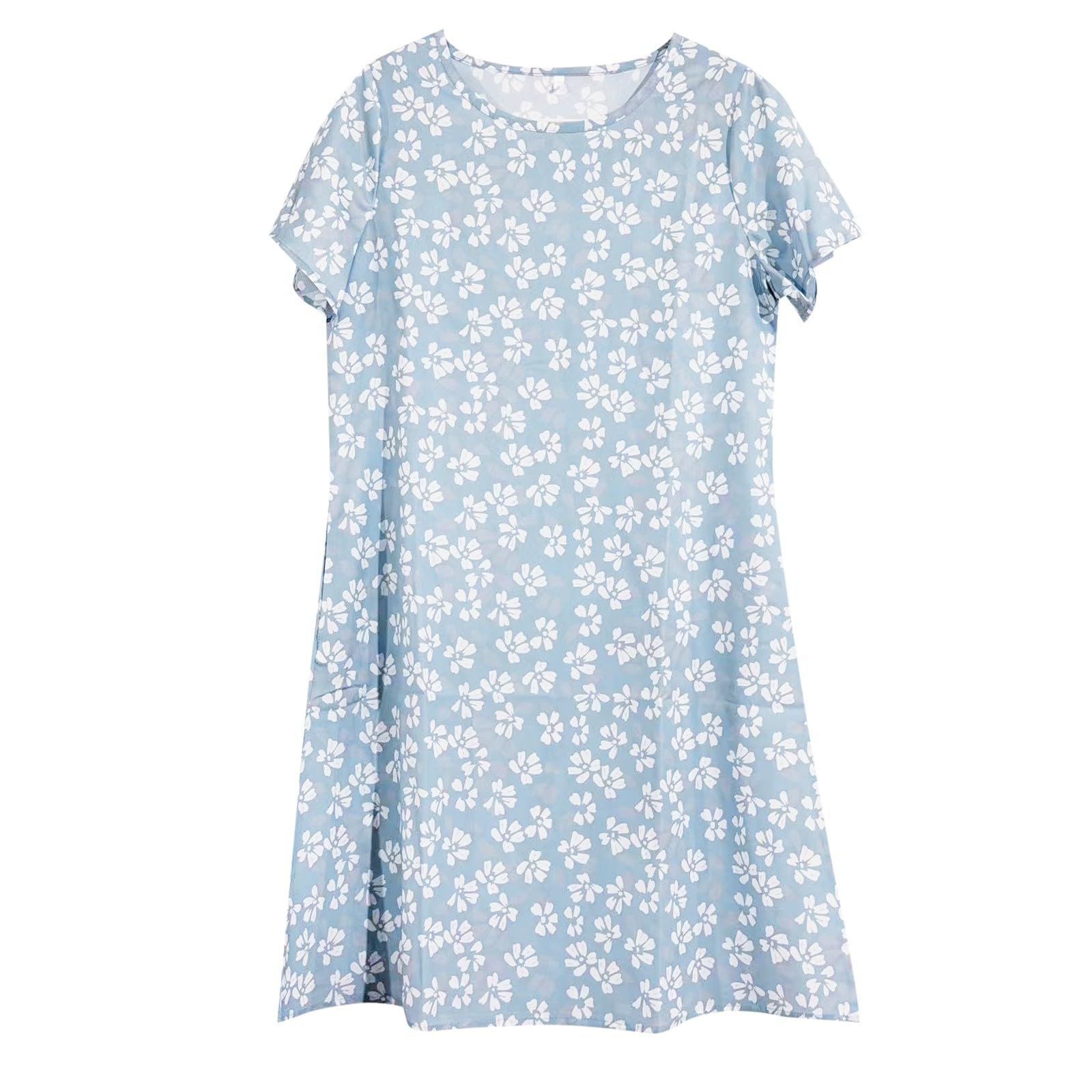 Generisch Mini abito nero a maniche corte abito midi con scollo rotondo e stampa floreale per abito da donna per matrimonio donna lunghezza al ginocchio