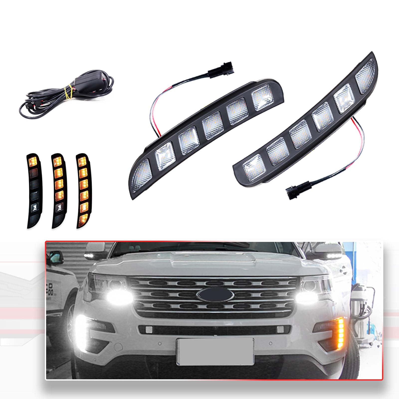 Amazon.com: MODIPIM 2PCS L/R Front Bumper Switchback LED DRL Turn
