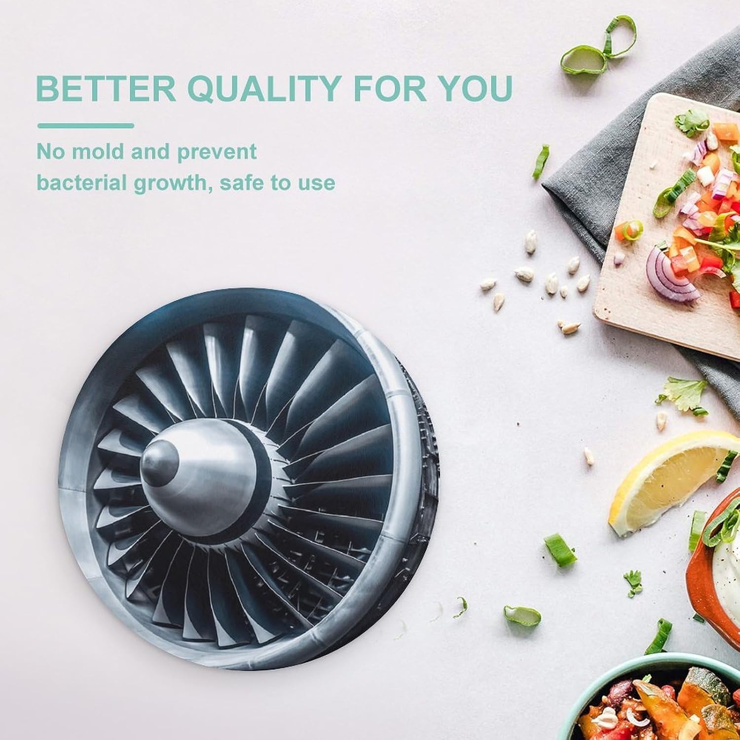 Jet Engine Tempered Glass Chopping Block | 7.9 Inch Round Non Slip Glass Cutting Board Kitchen Prep Tray for Household Daily Cooking Outdoor Picnic Use