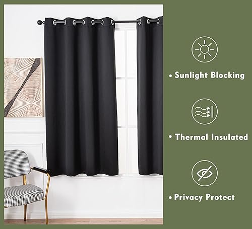 Miniatura 6 de PI Cortinas opacas, oscurecimiento de la habitación, con aislamiento térmico y anillo superior, cortina para ventana de sala de estar, dormitorio,