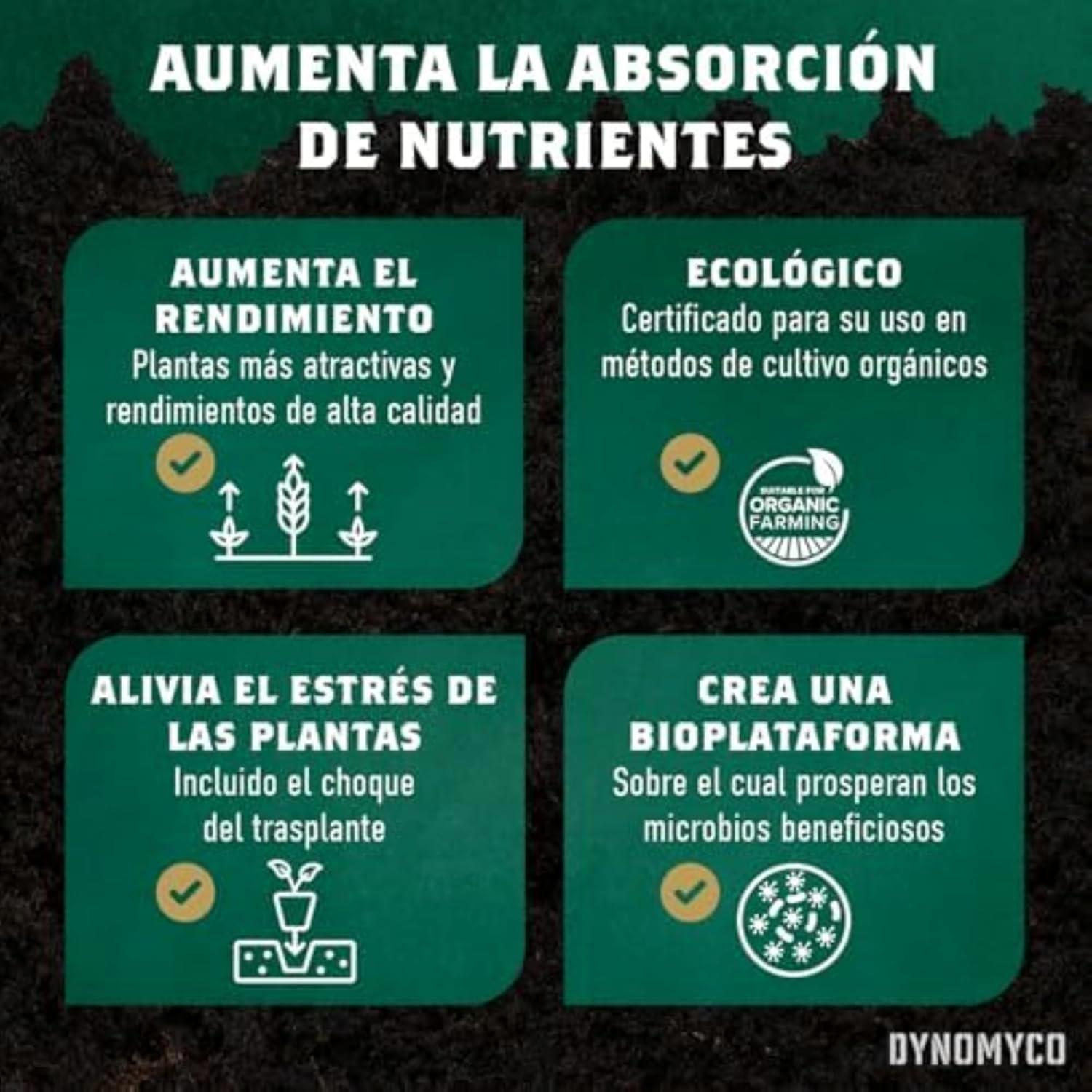 Inoculante de micorrizas DYNOMYCO® – Cepas de alto rendimiento – Fórmula concentrada – Mejora la absorción de nutrientes – Aumenta el rendimiento de las plantas (50 g/Up to 10 Plants)