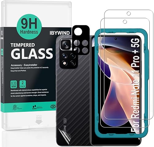 Ibywind Protector de pantalla para Redmi Note 11 Pro +Note 11 Pro Plus 5G (6.67 pulgadas), con 2 piezas de vidrio templado, 1 protector de lente de