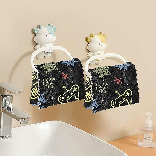 Miniatura 6 de Graffiti Slogans Cotton Decorative Microfiber Kitchen Towels Fast Drying 6 Pack Kitchen Tea Towels for Countertop Table