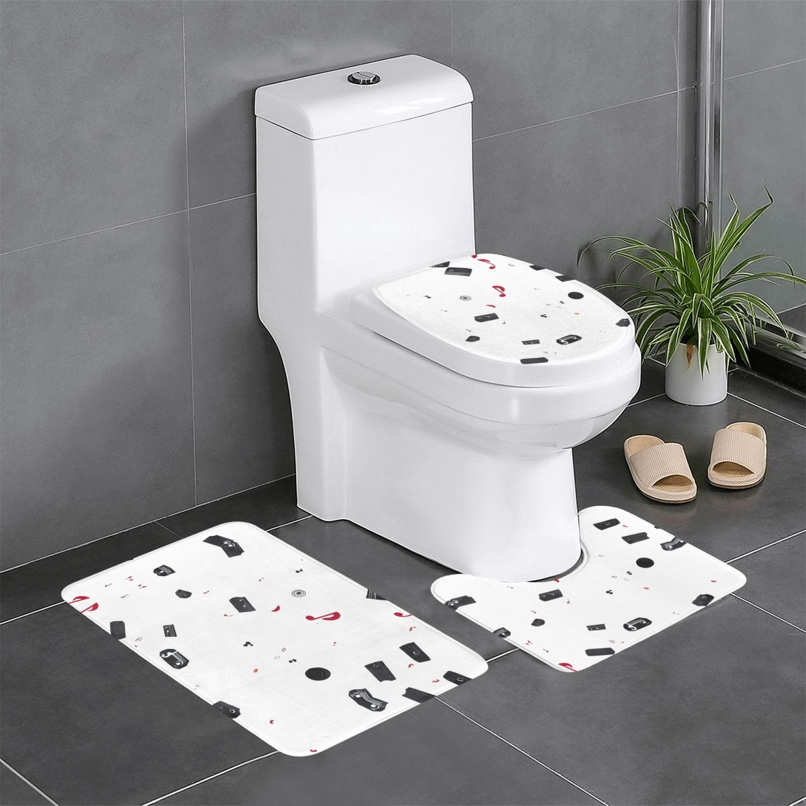Tapis de salle de bain antidérapant WHJSSF motif musique pour WC