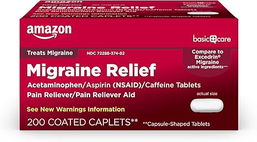 Tienda Basic Care Alivio de la migraña acetaminofeno aspirina AINE y tabletas de cafeína alivio del dolor de cabeza de migraña ayuda para aliviar el