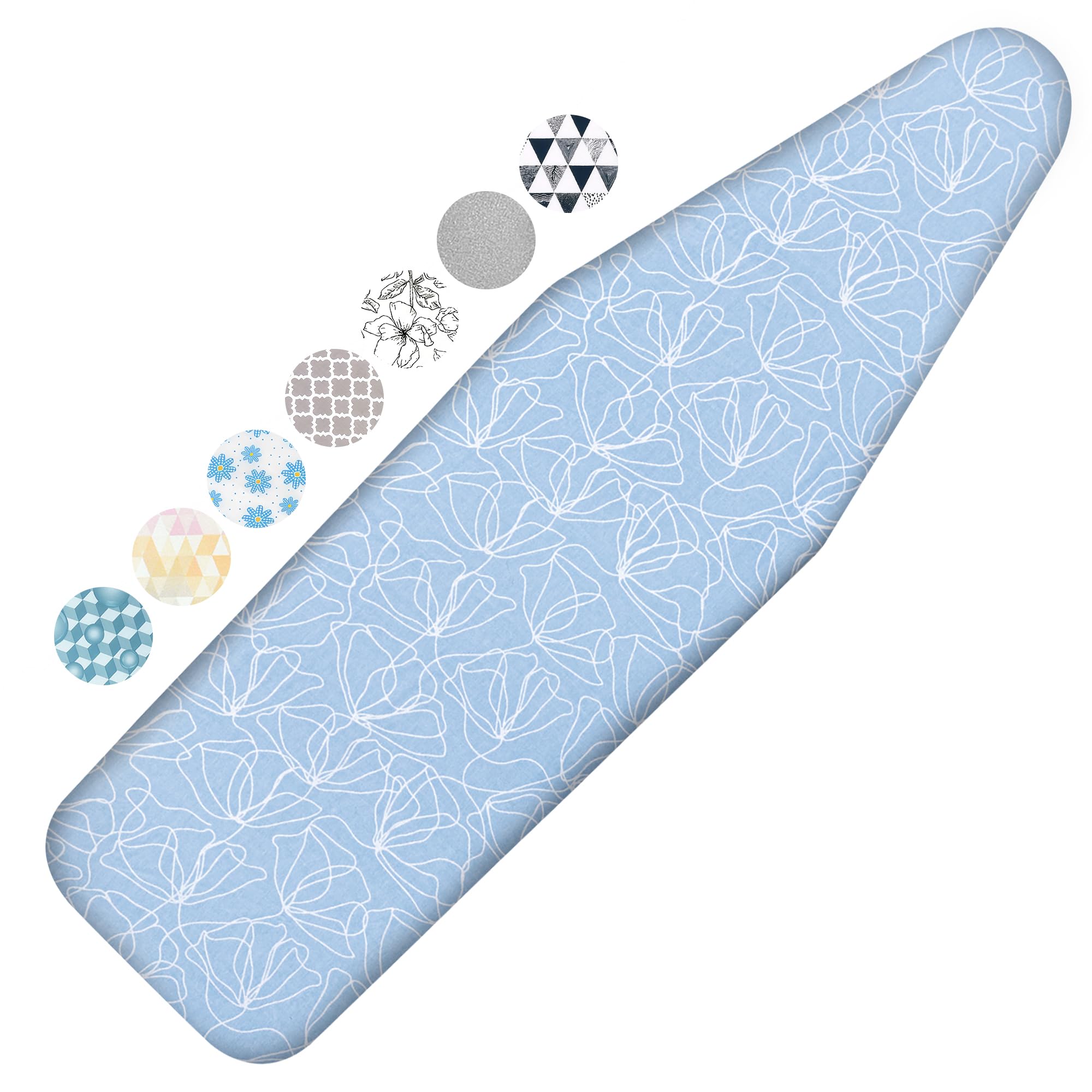 Dalykate Funda para tabla de planchar de 21 x 57 pulgadas con acolchado grueso resistente a quemaduras y manchas y borde elástico, 4 cierres y 1 paño protector de malla