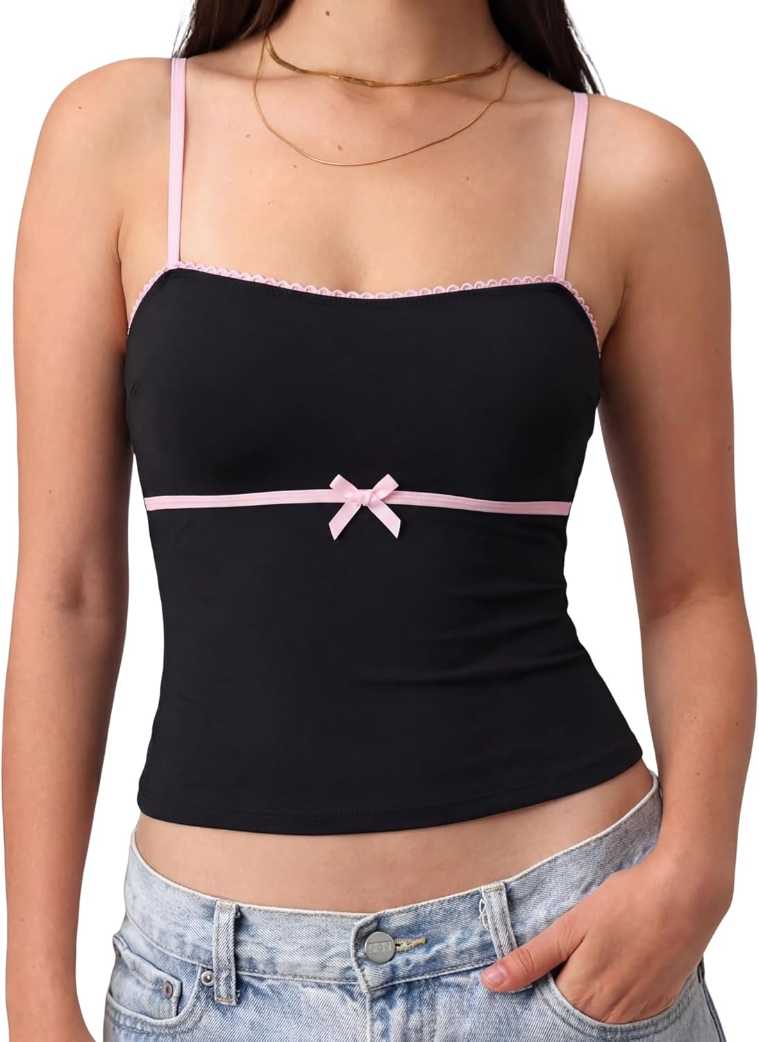 ZAFUL Tankini Tops for Women Strapless Bow Swimsuit Tummy Control Bathing Suit Tops Only No Bottom
