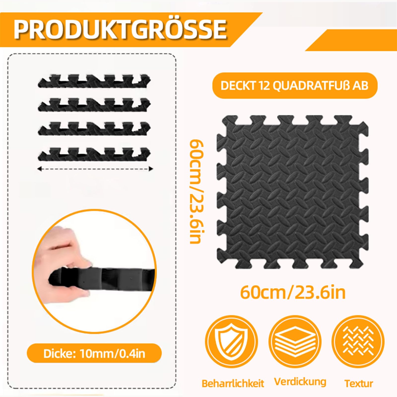 Bodenschutzmatte Puzzlematte 60x60 cm 24/48 Stücke Fitnessmatte Anti-Rutsch Unterlegmatte Trainingsmatte für Fitnessgeräte Heimstudio Garage