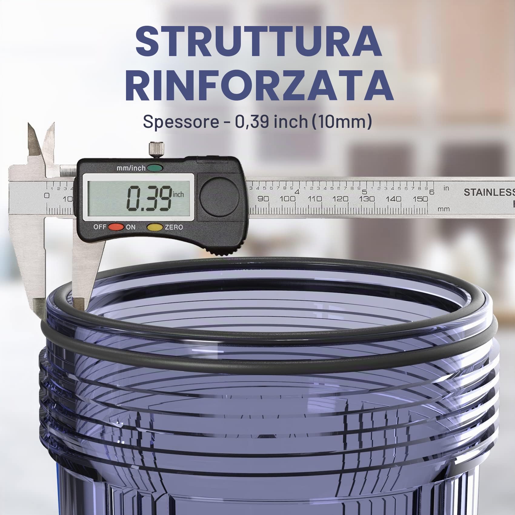 SimPure DB10C Filtro per l'acqua 10"x4,5", Sistema di Filtraggio dell'Acqua per Tutta la Casa con Supporto e Chiave, Porta di Ingresso/Uscita in Ottone da 1" BSP