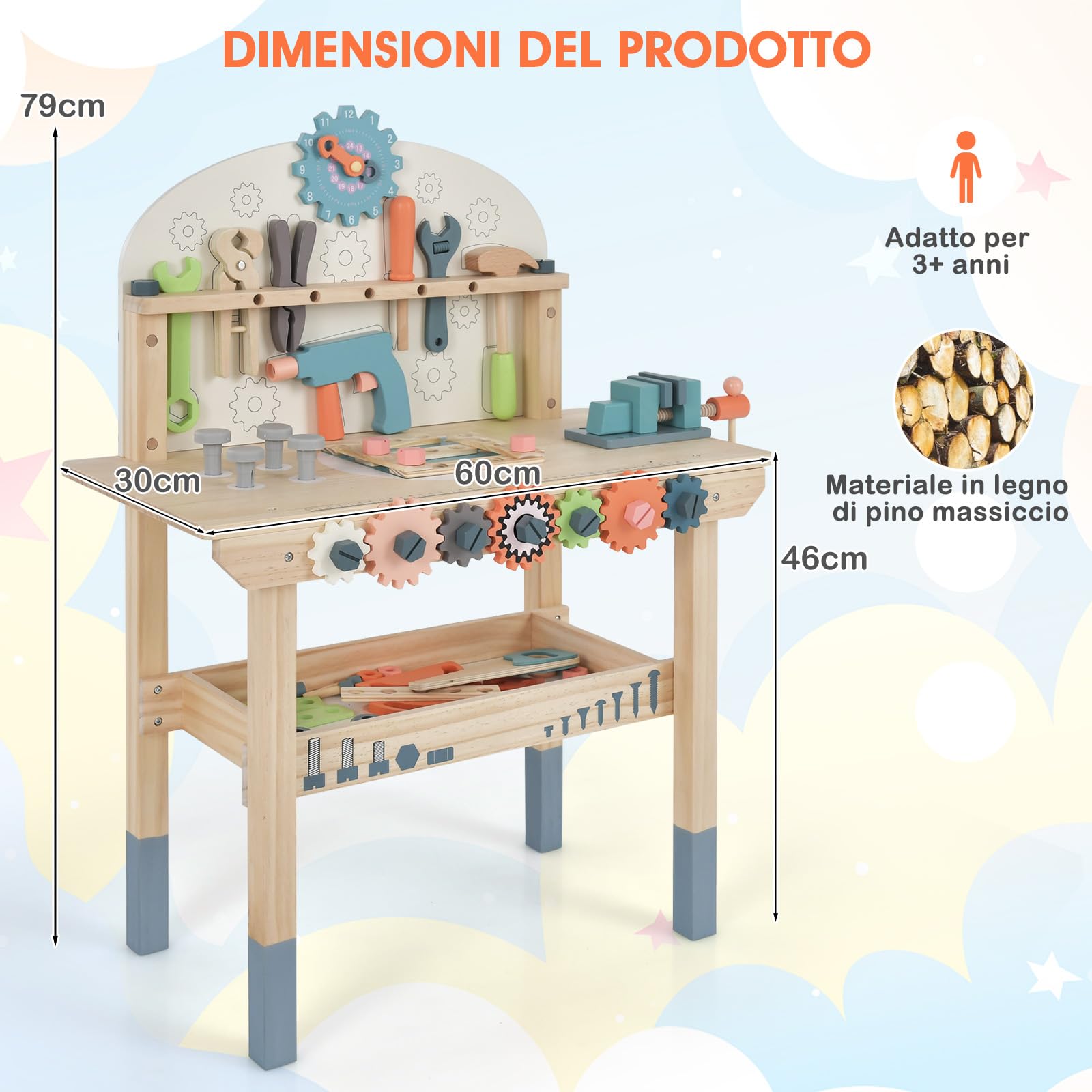RELAX4LIFE Banco da Lavoro per Bambini in Legno