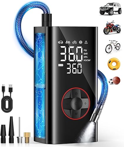 Compresor de aire portátil para inflador de neumáticos, bomba de aire inalámbrica de 150 PSI para neumáticos de automóvil, inflador de neumáticos