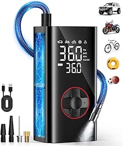 Portable Tire Inflator Air Compressor - 150 PSI Cordless Pump with Pressure Gauge and Auto Shut-off