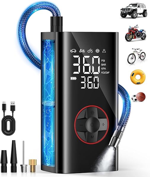 Teffim Cordless Tire Inflator with Pressure Gauge