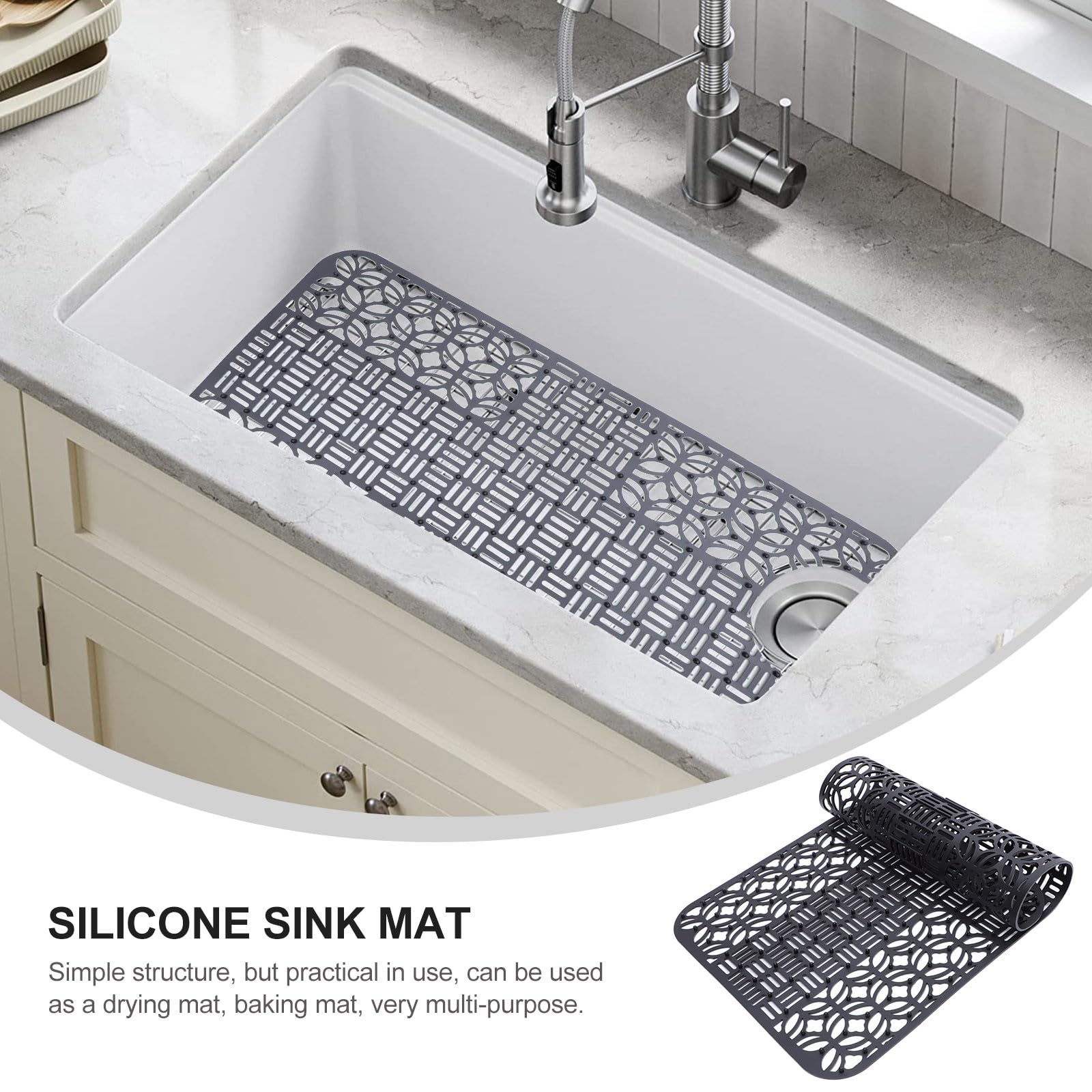 ibasenice Silikon Spülbeckenmatte Schwarz Leichte und Multifunktionale Abtropfmatte für Küchenspüle Schutzmatte zum Kratzschutz und Einfache Reinigung Zuschneidbar