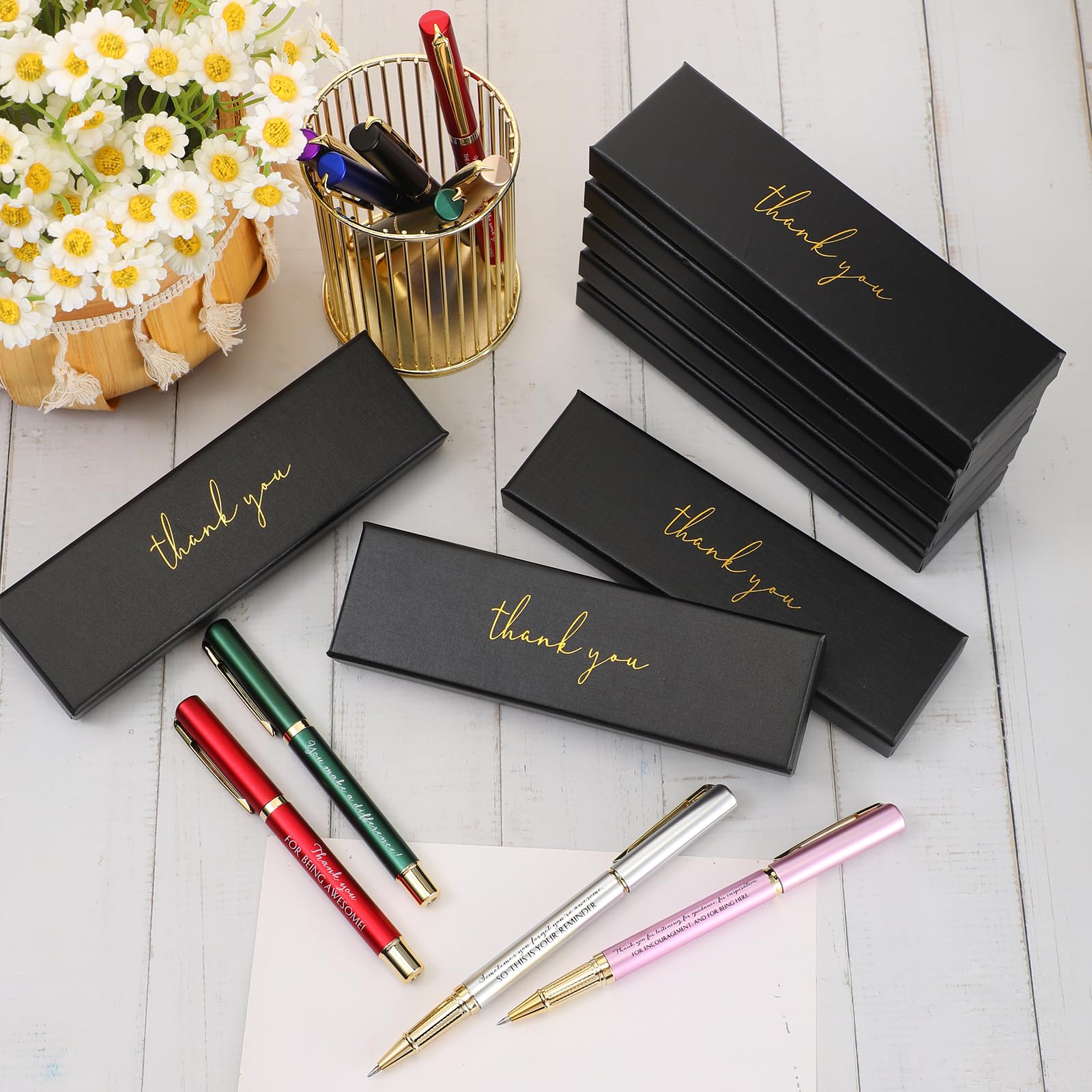 10 bolígrafos inspiradores de agradecimiento con cajas de regalo, bolígrafos con cita motivacional, regalos de agradecimiento a granel para empleados, profesores, compañeros de trabajo, enfermeras