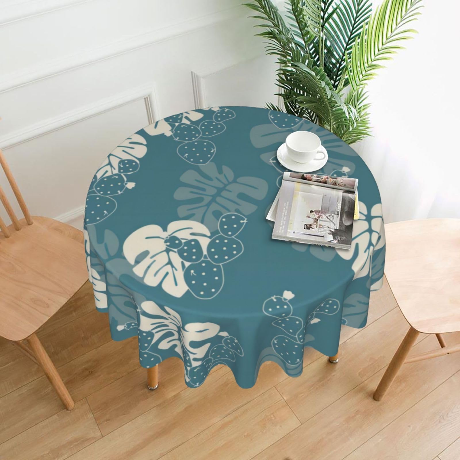 YYHWHJDE Luxury Cute Leaves Prints Round Decorative Tablecloth 60in - High-Grade Polyester Throw for Elegant Dining & Festive Gatherings