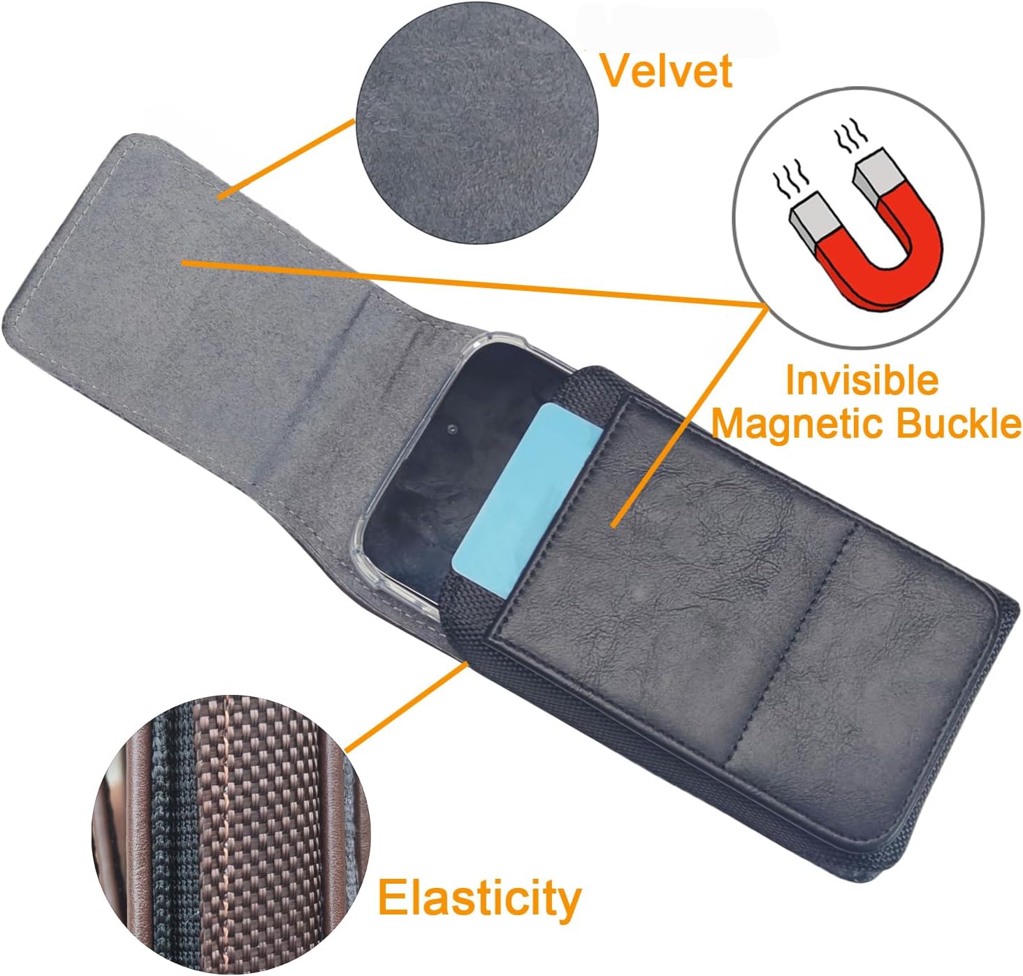 Cell Phone Holster for iPhone 16 15 14 13 12 11 Pro Max, 16 15 14 Plus,XS Max iPhone 8 7 6S Plus Case with Belt Clip,Phone Carrying Case Pouch Holder for Men(Fits Phone with Case on) - Image 4