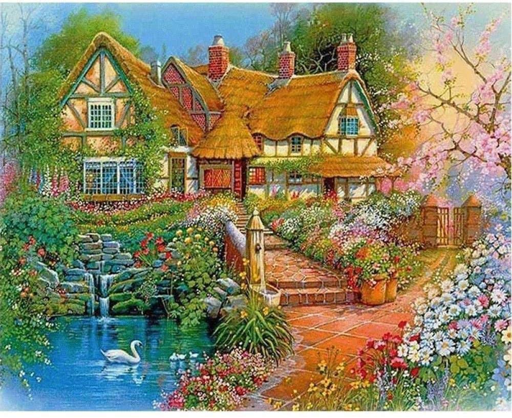 Amazon.co.jp: クロスステッチ キットコテージガーデンの風景40x50cm