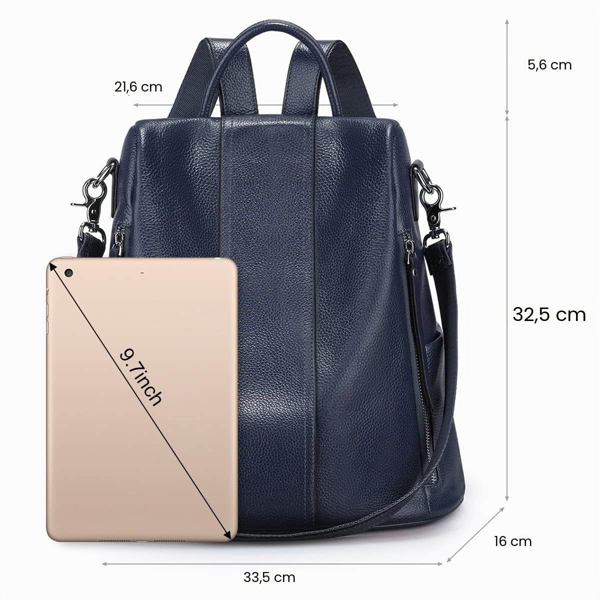 S-ZONE Damen Rucksack Wasserdicht Weiches Echtleder Anti Diebstahl Mode Schultasche Handtasche Casual Daypack Schulranzen Schultaschen Schulrucksäcke für Arbeit