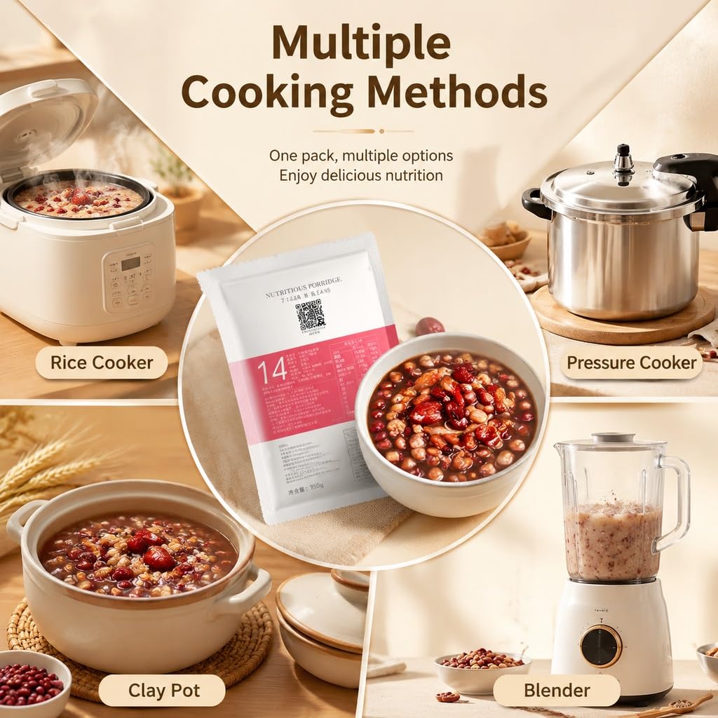 Paquete De Gachas Cereales Mixtos For 28 Días: 4 Sabores, 100 G X Paquetes, Desayuno Nutritivo Cocción Fácil, Solución Comida Rápida