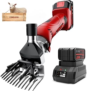 Dragro Cordless Electric Professional Sheep Shears, Sheep Clippers with 2 PCS Rechargeable Lithium Battery, 6 Speeds Heavy Duty Animal Grooming Clippers for Sheep Alpacas Goats…