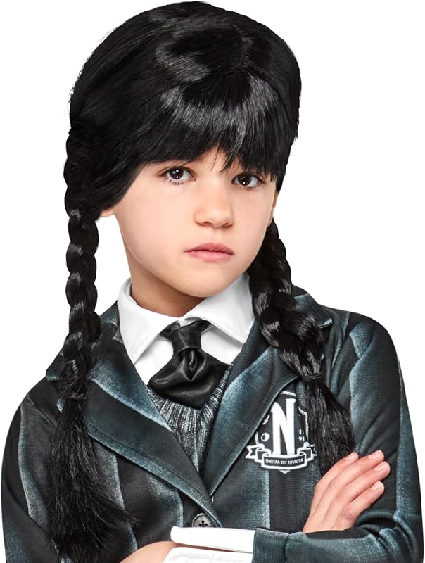 Rubies Wednesday TV Series Wig for Kids, Girls Costume Wig, Wednesday Addams,