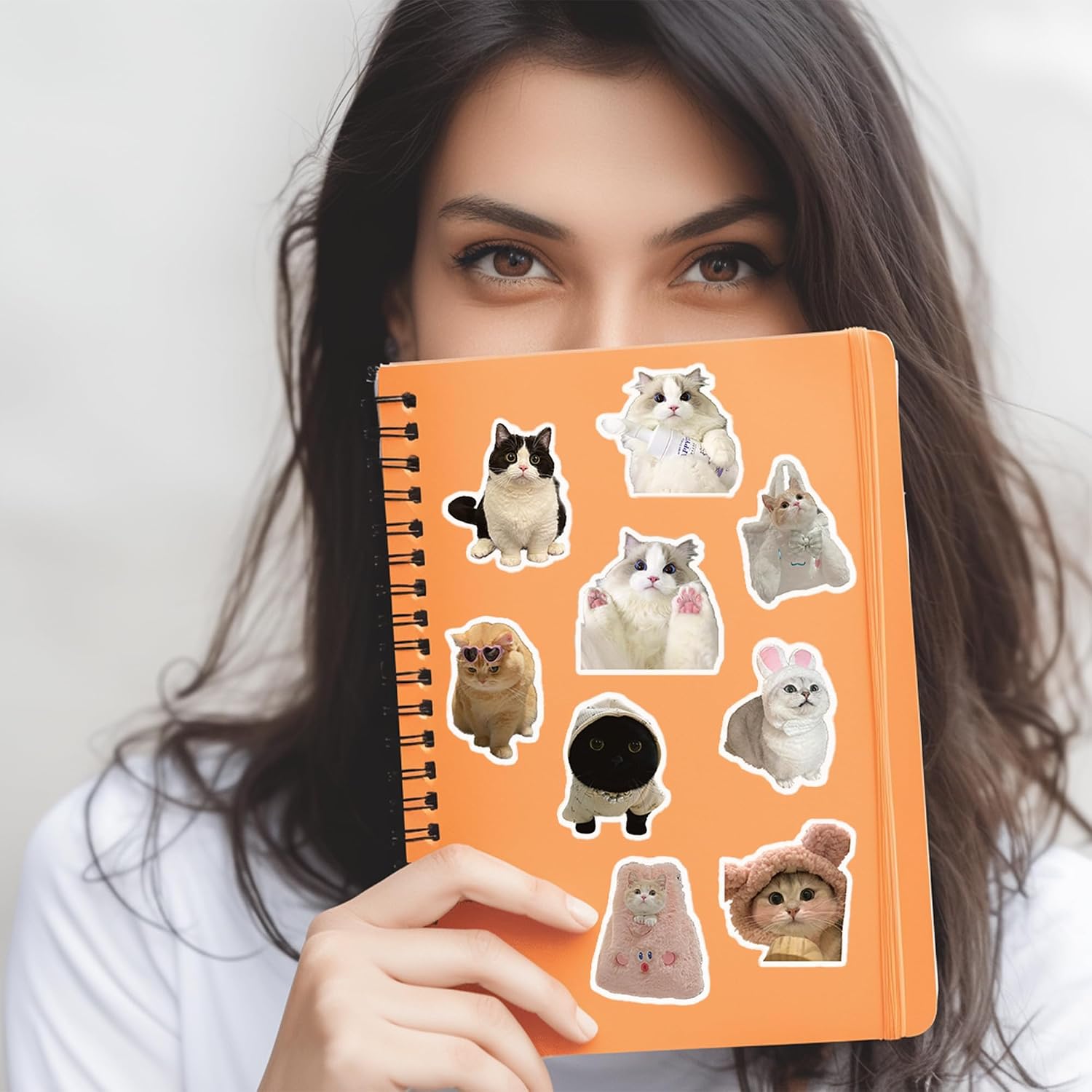 60 PCS Cute Cat Stickers for Water Bottle, Kawaii Cats Meme Sticker for Kids Adults, Funny Meme Kitten Waterproof Vinyl Decals for Laptop Guitar Suitcase-A10