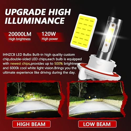 Miniatura 3 de Compatible con Ford F150 F-150 (2004-2014) Combo H139008 de doble haz alto y bajo + bombillas LED antiniebla 9145, kit de repuesto de luz halógena,